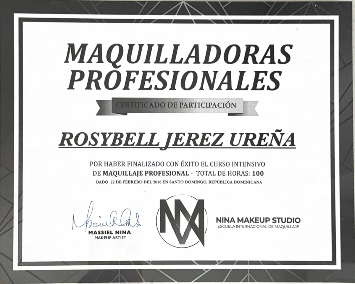 Vista previa de Curso intensivo de maquillaje profesional, documento emitido por Nina Makeup Studio